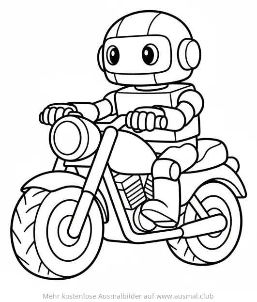 Roboter fährt Motorrad Ausmalbild