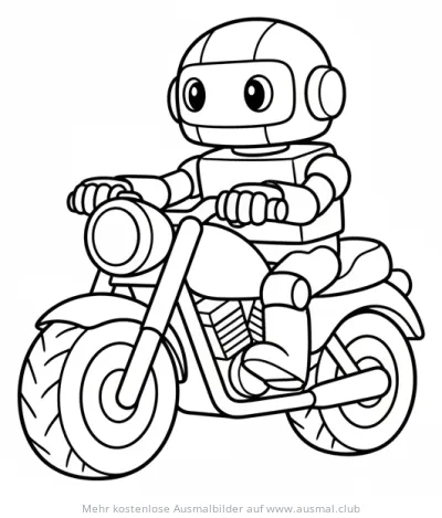 Roboter fährt Motorrad Ausmalbild
