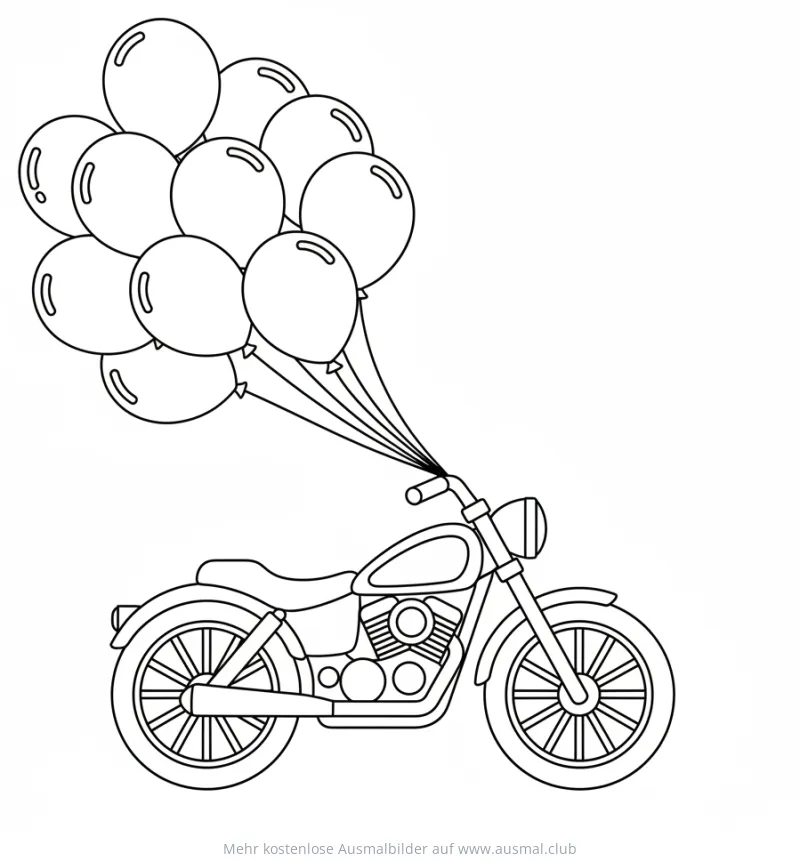 Motorrad mit vielen Ballons Ausmalbild
