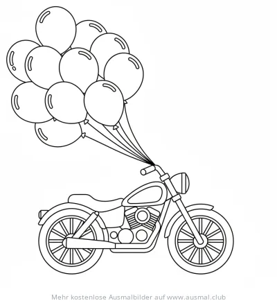 Motorrad mit vielen Ballons Ausmalbild