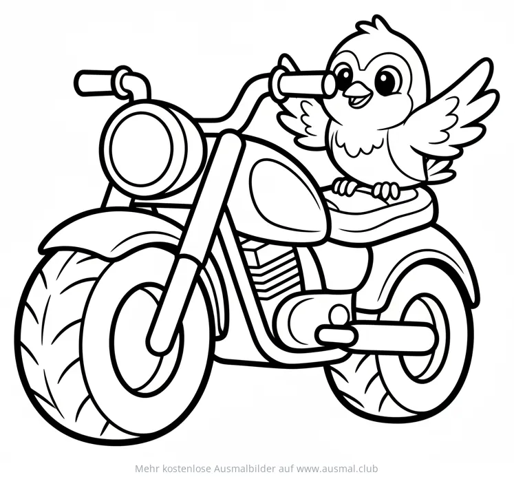 Vogel auf Motorrad Ausmalbild