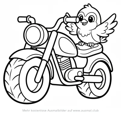 Vogel auf Motorrad Ausmalbild