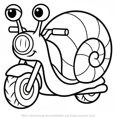 Schnecke fährt Motorrad Ausmalbild
