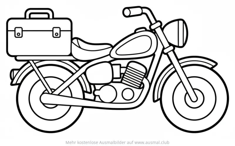 Motorrad mit Werkzeugkoffer Ausmalbild