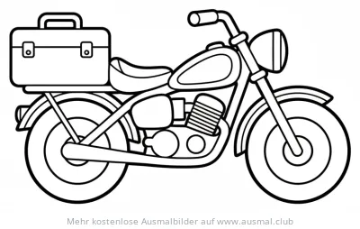 Motorrad mit Werkzeugkoffer Ausmalbild
