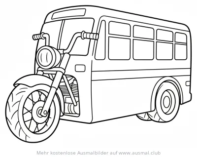 Motorrad Bus Ausmalbild