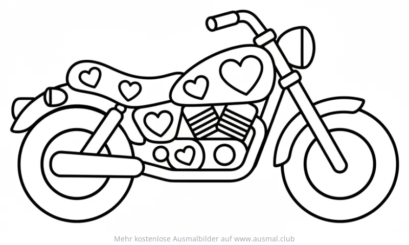Motorrad mit Herzchen Ausmalbild