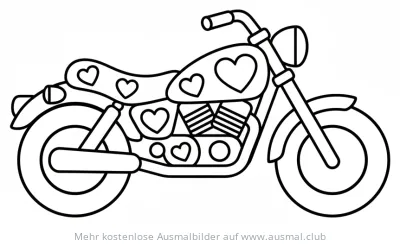 Motorrad mit Herzchen Ausmalbild