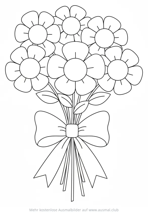 Blumenstrauß mit Schleife Ausmalbild