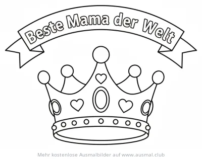 Krone mit Aufschrift Beste Mama Ausmalbild