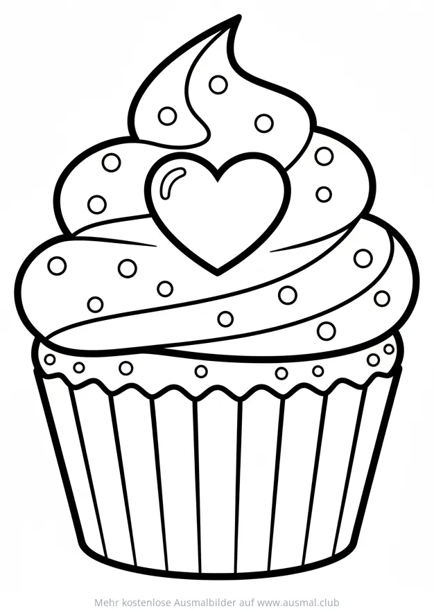 Cupcake mit Herz Ausmalbild für Muttertag