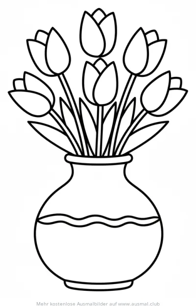Tulpen in Vase Ausmalbild zum Muttertag
