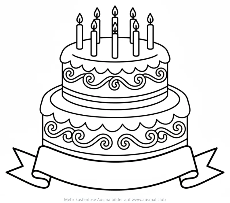 Zweistöckiger Kuchen mit Kerzen Ausmalbild zum Muttertag