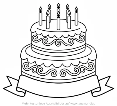 Zweistöckiger Kuchen mit Kerzen Ausmalbild zum Muttertag