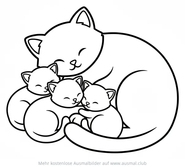 Katzenfamilie Ausmalbild
