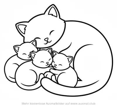 Katzenfamilie Ausmalbild