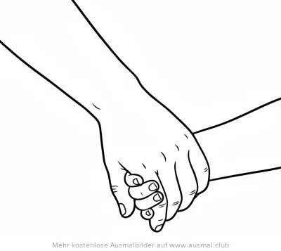 Mutter hält Hand ihres Kindes Ausmalbild