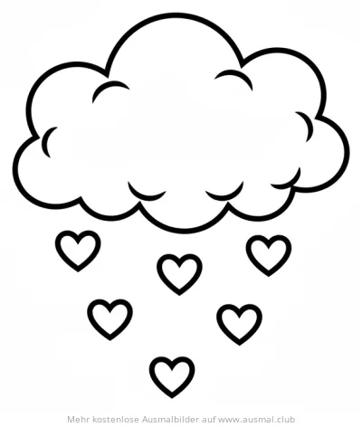 Wolke mit Herzregen Ausmalbild