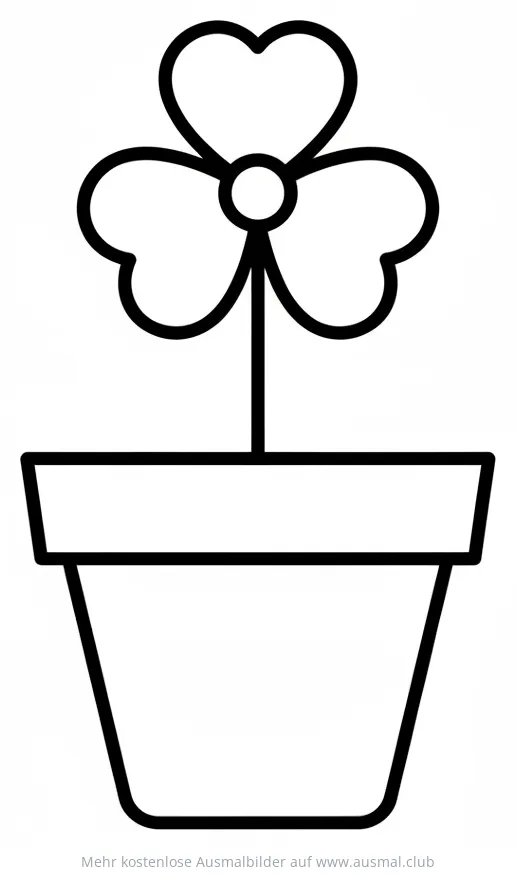 Blumentopf mit herzförmiger Blume Ausmalbild