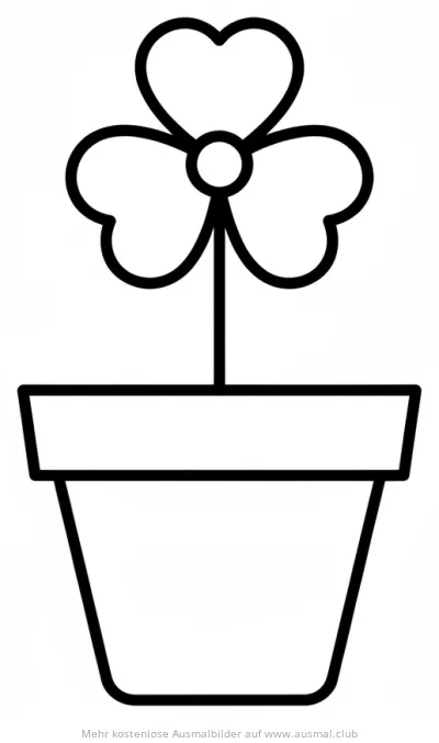 Blumentopf mit herzförmiger Blume Ausmalbild