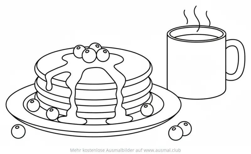 Pancakes und Kaffee Ausmalbild zum Muttertag