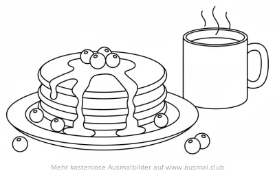 Pancakes und Kaffee Ausmalbild zum Muttertag