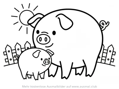 Schweine Mama mit Ferkel Ausmalbild zum Muttertag