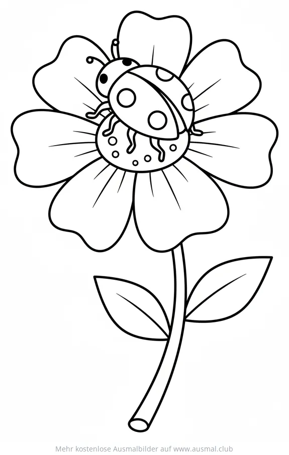 Marienkäfer auf Blume Ausmalbild