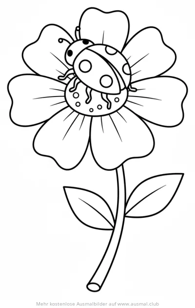 Marienkäfer auf Blume Ausmalbild