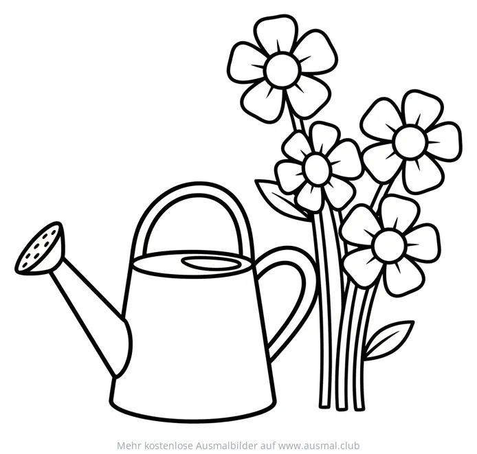 Gießkanne mit Blumen Ausmalbild für Muttertag