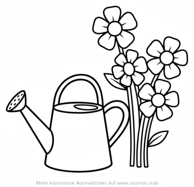 Gießkanne mit Blumen Ausmalbild für Muttertag