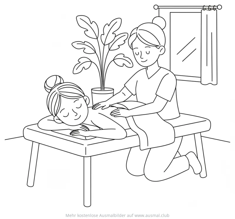 Frau bei Massage Ausmalbild zum Muttertag