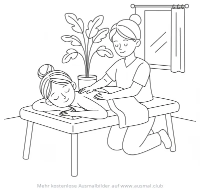 Frau bei Massage Ausmalbild zum Muttertag