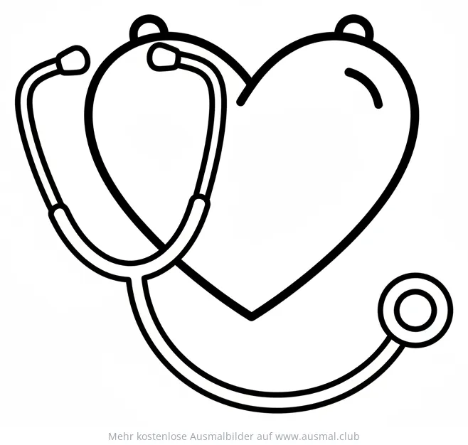 Herz mit Stethoskop Ausmalbild für Muttertag