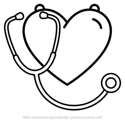 Herz mit Stethoskop Ausmalbild für Muttertag