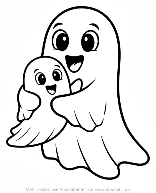 Geister Mama mit Baby Ausmalbild