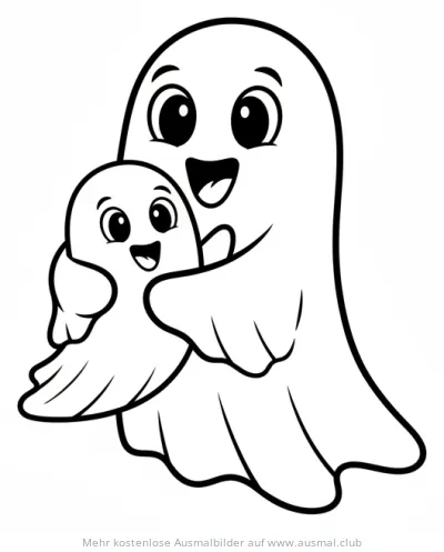 Geister Mama mit Baby Ausmalbild