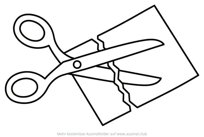Schere schneidet Papier Ausmalbild