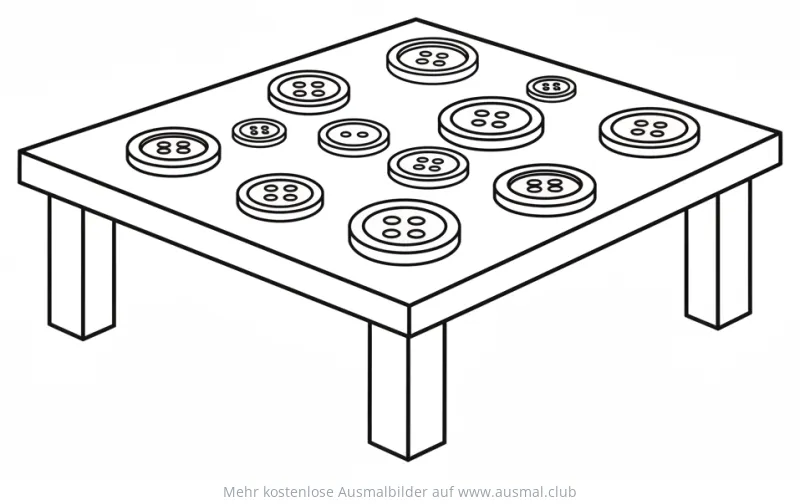 Knöpfe auf einem Tisch Ausmalbild