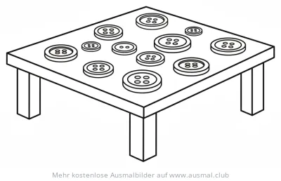 Knöpfe auf einem Tisch Ausmalbild
