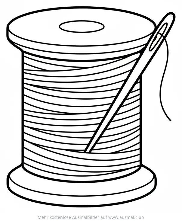 Garnrolle mit Nähnadel Ausmalbild