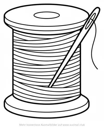 Garnrolle mit Nähnadel Ausmalbild