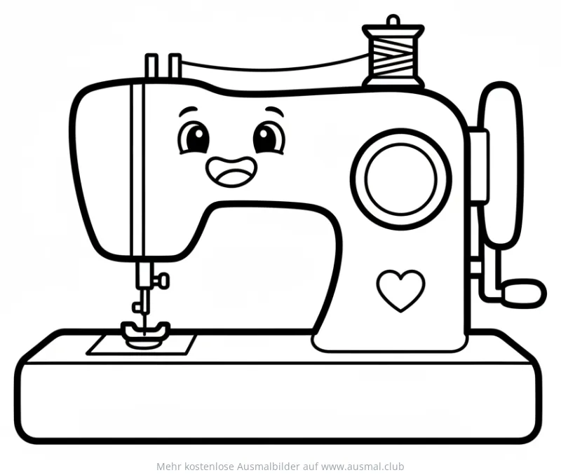 Fröhliche Nähmaschine Ausmalbild