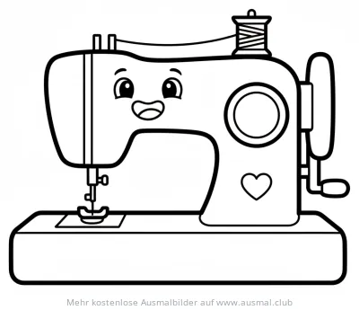 Fröhliche Nähmaschine Ausmalbild