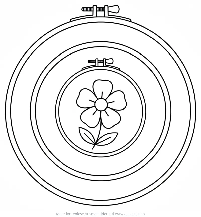 Stickrahmen mit Blume Ausmalbild