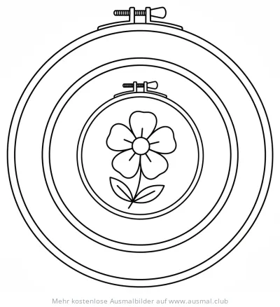 Stickrahmen mit Blume Ausmalbild