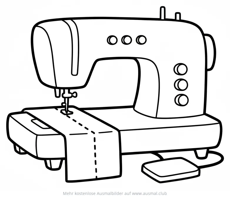 Nähmaschine Ausmalbild mit Geradstich