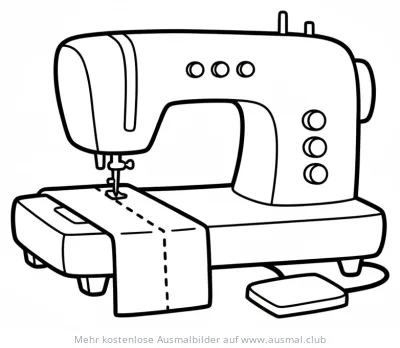 Nähmaschine Ausmalbild mit Geradstich