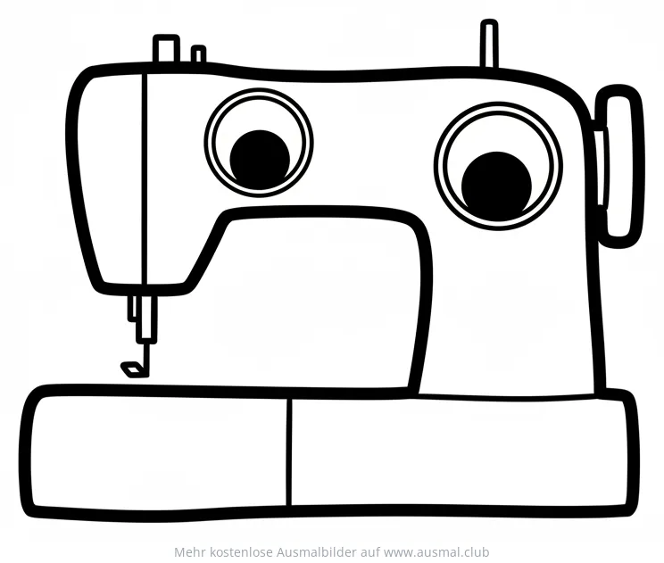 Nähmaschine mit großen Augen Ausmalbild