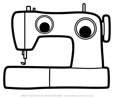 Nähmaschine mit großen Augen Ausmalbild